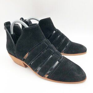 FRYE AND CO. Rubie Cutout Black Suede Ankle Booties Boots Womens 7.5